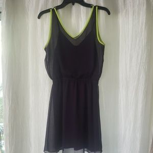 Dark purple Express dress with neon trim